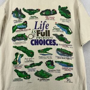 LIFE IS FULL OF IMPORTANT CHOICES Shirt Mens L Golf Club Gator Off White USA VTG